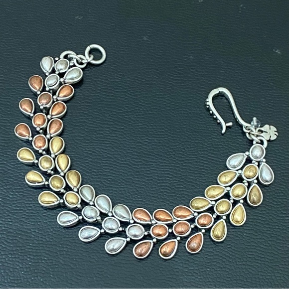 Retired LUCKY BRAND Tricolor Teardrop Link Bracelet 38.1g - Picture 2 of 12